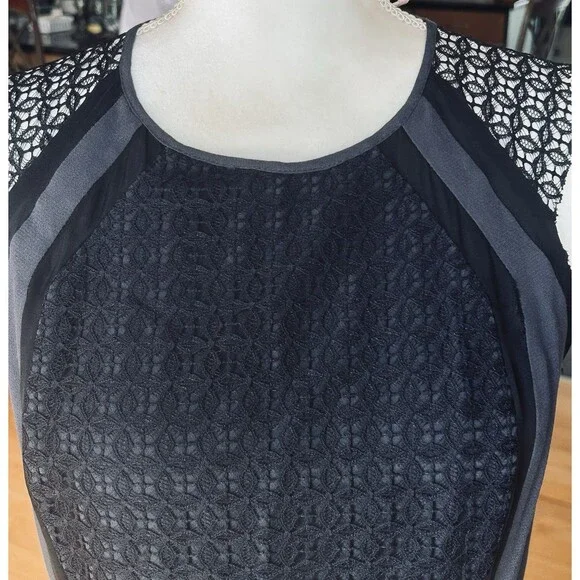 Elegant Rebecca Taylor NWT size 4 Navy Rayon Silk Dress Retail $395 - Picture 4 of 12